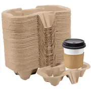 100 Pack 2-Cup Pulp Fiber Drink Carrier, to Go Coffee Cup Holder, Disposable ...