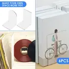 6Pcs Book Ends Rugged Desktop Bookends Half Round Square Acrylic Bookends CaZNy