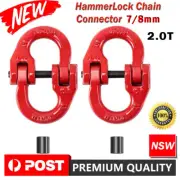 8mm 2000kg Pair Hammerlock Sling Hook Safety Chain For Caravan Trailer Connector