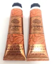 Bath Body Works set of 2 Hand Cream One Ounce each Pumpkin Pecan Waffles New
