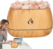 Aromatherapy Flame Diffuser, Salt Lamp Humidifier - Salt Rock Flame Diffuser Air Humidifiers, Indoor Fragrance Diffuser with 7 Colors LED Light for Yoga