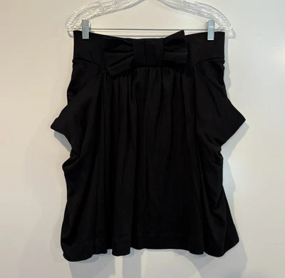 NWT French Connection Black Pull On Skirt Bow Accent Waist Womens Size 8 (857)