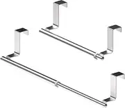 DAWNTREES Expandable Stainless Steel Towel Rack Cabinet Towel Rack, Kitchen Towel Rack Universal Mounted on Cabinet Door 2 Pack (Silver)