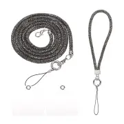 2Size Rhinestone Purse Straps, Sparkly Replacement Bag Straps (Grey, 27.6"/9.6")