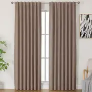 Airwill Blackout Curtains 108 inches Long Natural Linen Drapes 2 Panels Back tab