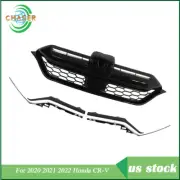 For 20-22 Honda CR-V Front Bumper Honeycomb Grille +Chrome Trim Decor Strip (for: Honda)