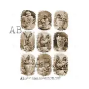 Sepia Teacup Animals | A4 8.3" x 11.7" Rice Paper for Decoupage | AB Studios