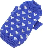 POPETPOP Dog Knitted Sweater for Small Dogs Adorable Heart Pattern Winter Apparel Warm Costume for Puppies Valentine Day Present for Your Pet
