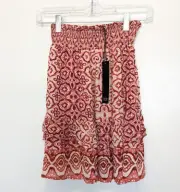 Nicole Miller Womens Skirt Size XS Burnt Orange Smocked Tiered Paisley Peasant