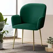 [Artiss] Dining Chairs Set of 2 Green Armchair Esright Chair Nursing Seats Reading Seating Home Living Room Bedroom Kitchen Cafe Office Furniture, Soft Velvet and Metal Legs, in 40cm Seat Height
