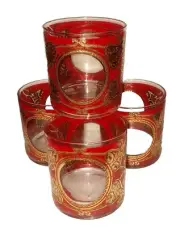 Mid Century 4 Culver LOOKING THROUGH GLASS Lowball Barware Drink Glasses NICE