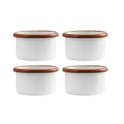 4x Urban Style Enamelware 7cm Ramekin Bowl Dip/Sauce Container w/ Red Rim White