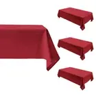 4 Pack Red Christmas Tablecloth - 60 x 84 Inch Rectangle Table Cloth, Waterpr...