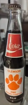 Vintage 1981 Unopened Coke Bottle - Clemson Championship 1981
