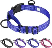 Dlitk Martingale Dog Collars, Adjustable Reflective Nylon Dog Collar for Training Dogs, No Pull Dog Choker Collar for Medium Large Dogs (L, Navy Blue)