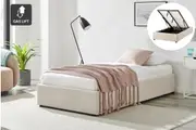 Ovela Parker Gas Lift Bed Frame (Beige, Single)