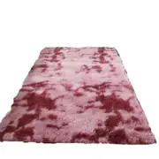 Catzon Soft Shaggy Area Rugs for Bedroom Non-slip Backing Tie Dye Carpet-Dark Red