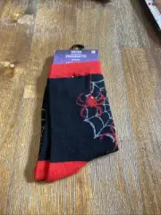 Kids Socks Halloween Spider Black And Red Spider Web Foot Wear New With Tags