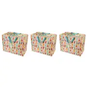3x Rex London Jumbo Storage Carry Bag w/Zip Closure 58x48cm Colourful Creatures