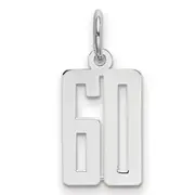 Sterling Silver Silver/Rhodium-Plated Elongated Number 60 Charm