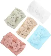 [Generic] 5pcs Bowknot Headbands Elastic Hair Bands for Stylish and Comfortable for Newborns Showers and Special Occasions Multiple Colors