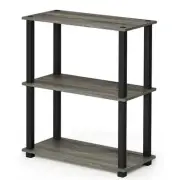 Furinno Turn-S-Tube Wood 3-Tier Shelf Display Rack in French Oak Gray/Black
