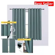 Luxury Blackout Drapes Set, 70x54 inches, Energy Efficient Style in Greyish Blue