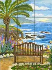 Seascape Tile Mural Robin Wethe Altman Art Ceramic Backsplash RWA047