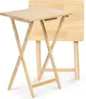 Rectangle Folding Portable TV Snack Serving Tray Table, Solid Wood Construction