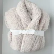 NWT Pottery Barn Teddy Bear Faux Fur Robe Blush Pink Size Small