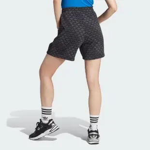 【adidas 愛迪達】Monogram Short 女 短褲 亞洲版 休閒 滿版 Logo 柔軟 舒適 黑(II3189)