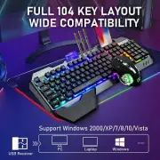 Backlit Wireless Gaming Keyboard and Mouse Set 2400 DPI Wireless Gaming Mouse