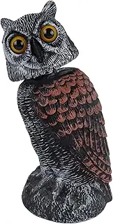 ARREBOL Fake Owl Decoy to Scare Birds Away, Outdoor Rotating Head Plastic Owl Deterrent Device