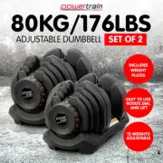NEW 80kg ADJUSTABLE DUMBBELL SET HOME GYM EXERCISE EQUIPMENT WEIGHTS