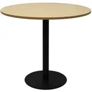 Rapidline Circular Meeting Table Black Disc Base 1200mm Natural Oak Top