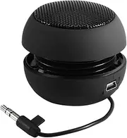 Portable Mini Speaker with 3.5mm AuxJack, Retractable Design, Built-in Battery for Mobile Phone MP3 PC, Small and Lightweight (Black)