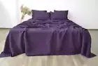 Deep purple linen flat sheet / 1 Flat sheet / Softened linen sheet / Stonewashed