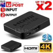 2x HDMI Splitter Amplifier 1 IN 2 Out Video Duplicator Full HD 3D 4K Foxtel DVD