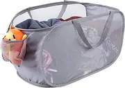 Kimmama Large Collapsible Mesh Laundry Basket,Foldable Pop Up Laundry Hamper with Side Pocket,Removable Clothes Storage Bin with Handle for Laundry Room,College Drom,Bathroom,Kid Room,Travel