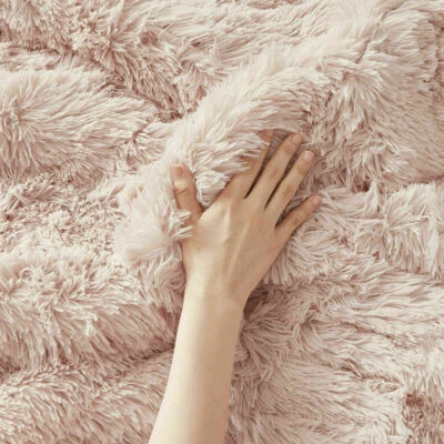 ~ NEW! ~ ULTRA SOFT PLUSH LUXURIOUS PINK FAUX FUR LUSH LUXURY CHIC COMFORTER SET