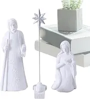 Misaakoeq White Nativity Set | Christmas Nativity Set | Elegant Nativity Ornaments Christmas Ornaments for Living Room Bedroom Bathroom Bookshelf