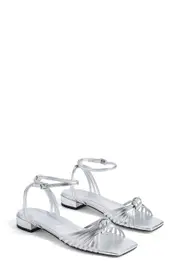 MARION PARKE Faye Ankle Strap Sandal in Silver at Nordstrom, Size 7Us