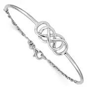 Sterling Silver Rhodium-Plated Double Infinity Symbol Bangle Bracelet