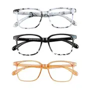Blue Light Blocking Glasses 3 Pack Square Blocks_marble+black White+champagne