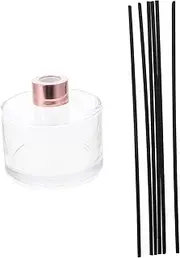 FOYTOKI 1Set Aromatherapy Glass Bottle with Refillable Sticks Design Rose Gold Cap for Home Bathroom Bedroom and Car Fragrance Diffusion