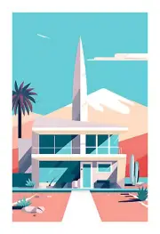 1960s Atomic Architecture Palm Springs Home Art Print va23