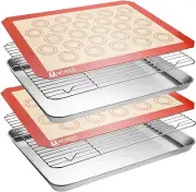 MCIRCO 6 Piece Stainless Steel Baking Sheet w/ Rack & Silicone Baking Mat Set