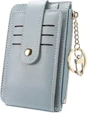 [SENDEFN] Slim Credit Card Holder for Women, Leather Bifold RFID Blocking Womens Wallet Multi Card Case Zipper Coin Purse with ID Window, Baby Blue