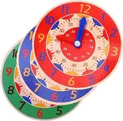 CHICAMPERA 3pcs Wooden Teaching Clock Boys and Girls Clock Learning Toy for Toddlers