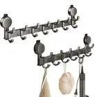 Suction Cup Wall Mount Coat Rack Rust-proof Bathroom Towel Hanger Entryway
